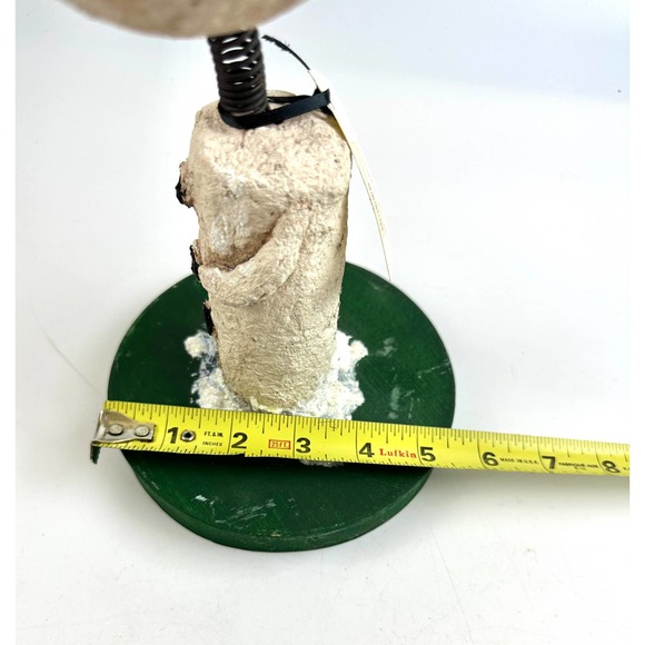 Vintage Paper Mache Handmade Snowman With Springy Neck Bobble Head - Picture 8 of 10